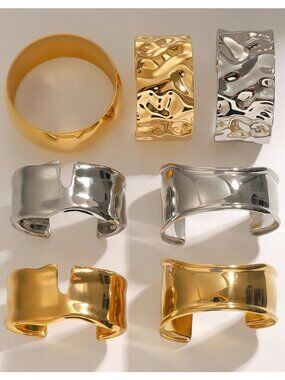 Wide Sculptural Gold Cuff Bracelet
